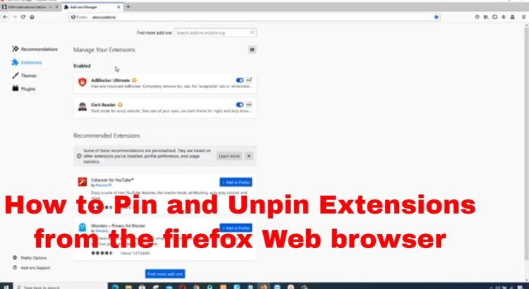 How to Pin and Unpin Extensions from the Firefox Web Browser Toolbar